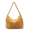 Bolsa Transversal Workwear Tendência Estilo Japonês, Estilo Preguiçoso Artístico de Grande Capacidade, Bolsa de Ombro Tote de Veludo Cotelê Casual Personalizada