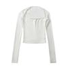 Camiseta sexy de malla con costuras para chica sexy, otoño e invierno 2023, estilo europeo y americano, con hombros descubiertos, corta, de cintura alta