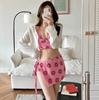 Nuevo Tejido de Toalla Floral Dulce de Tailandia Sexy Bikini de Baño con Abertura Estilo Ins para Mujer Vacaciones en la Playa Bikini