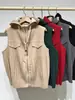 Diseño Miyake sentido chaleco plisado mujer otoño prenda exterior tacto de alta gama con capucha cordón sin mangas cremallera chaleco top para superponer