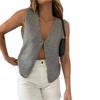 Chaleco Sexy de Punto Europeo y Americano Transfronterizo 2025 Verano Nuevo Estilo Callejero Cárdigan de Punto con Cuello en V Profundo Chaleco de Moda