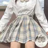 Uniforme jk falda otoño básico conjunto completo de falda a cuadros camisa manga corta corbata de lazo conjunto completo de estilo universitario japonés