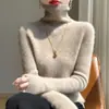 Malha de base feminina canelada de gola alta, ajuste slim, sem costura, ready-to-wear de fronteira, outono/inverno 2026