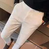 Pantalones casuales de gofre para comercio exterior para hombre, pantalones de traje formal de negocios para primavera y otoño, corte ajustado, sin arrugas, pantalones de cintura elástica