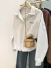 Sudadera Polo de Manga Larga para Mujer, Estilo Americano, Tiro Real, Cuello en V, Delgada, Holgada, Casual, Estilo Coreano, para Principios de Primavera y Otoño