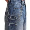 Cadena para Pantalones con Colgante de Estrella de Hip-Hop Europea y Americana Transfronteriza Cadena de Cintura Unisex Moda Urbana Decoración Accesorio Personalizado Tendencia