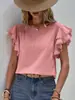 Camisa Casual de Verano Suelta con Cuello Redondo y Mangas de Murciélago con Volantes de Manga Corta para Mujer - Amazon Europeo y Americano 2026