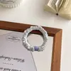 Serie Azul Crema Nueva de Verano Goma para el Cabello de Perla Artificial, Cuerda para Moño Estilo Fresco, Goma para Cola de Caballo Baja para Mujeres