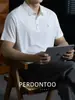 "Artesanía de Alta Gama" Camisa Polo para Hombre Fresca y Transpirable de Algodón Amoniaco con Cuello Campana, Casual de Negocios, Versátil, Color Sólido, Camiseta de Manga Corta