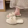 Pantuflas peludas para mujer, nuevo estilo coreano 2026, para usar al aire libre, de suela gruesa, felpa, para el hogar y uso interior, pantuflas de algodón