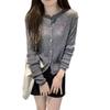 Vintage Niche Fashion Slim-fit Emagrecimento All-match Crewneck Manga comprida Cardigan de malha outono novo estilo preguiçoso Top para mulheres