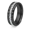 Anel Feminino Simples Estilo Europeu e Americano Transfronteiriço com Diamantes Quadrados, Aço Titânio, Design Gravado, Anel Unissex Elegante para Noivado e Casamento