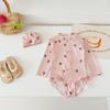 Traje de Baño para Niña Verano Nuevo Estilo Traje de Baño para Niños a la Moda de Una Pieza Manga Larga Protección Solar Secado Rápido Traje de Baño para Niños Pequeños y Medianos