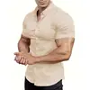 Camisa de Manga Corta Lisa Nueva para Hombre Verano 2025 Corte Delgado Transpirable Moda Masculina para Músculos Ropa Casual para Hombre