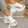 Sandalias Cruzadas para Mujer Europeas y Americanas Suela Gruesa Flyknit Casual de Punto Estilo Transfronterizo Verano Comercio Exterior Talla Grande Peces al por Mayor Talla Grande