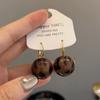 Pendientes vintage estilo Hong Kong con estampado de leopardo marrón, hebilla de bola, diseño único de alta gama, ligeros, elegantes, personalizados para mujer