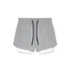 Pantalones Cortos de Doble Capa para Fitness y Deportes, Pantalones Cortos de Baloncesto de Cinco Puntos para Hombre, Deportivos Elásticos de Nailon de Secado Rápido para Entrenamiento de Running para Hombre