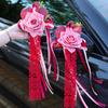 Conjunto completo de flores para decoración de coche de boda 2024 con simulación de flores delanteras y traseras, manija principal de la puerta del coche de boda.