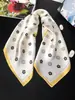 Pañuelo de seda pequeño con estampado de verano y otoño para mujer, pequeño, largo, de alta gama, estilo francés, cuadrado, para atar y atar.