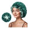 Amazon Más Vendido Transfronterizo Gorro de Ducha de Doble Capa con Borde de Encaje para Orejas Gorro de Encaje Doble Cara Grande para Mujer Gorro de Noche de Satén de Princesa