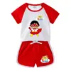 Conjunto Infantil Verão Novo Roupa Infantil Camiseta de Manga Curta Shorts Casual Conjunto de Duas Peças Fashion