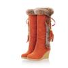Moda Outono e Inverno 2020 Comércio Exterior Europeu e Americano Novas Botas de Neve Salto Plataforma Cano Alto Pelo de Coelho Quente Botas Femininas Moda Fábrica Outlet