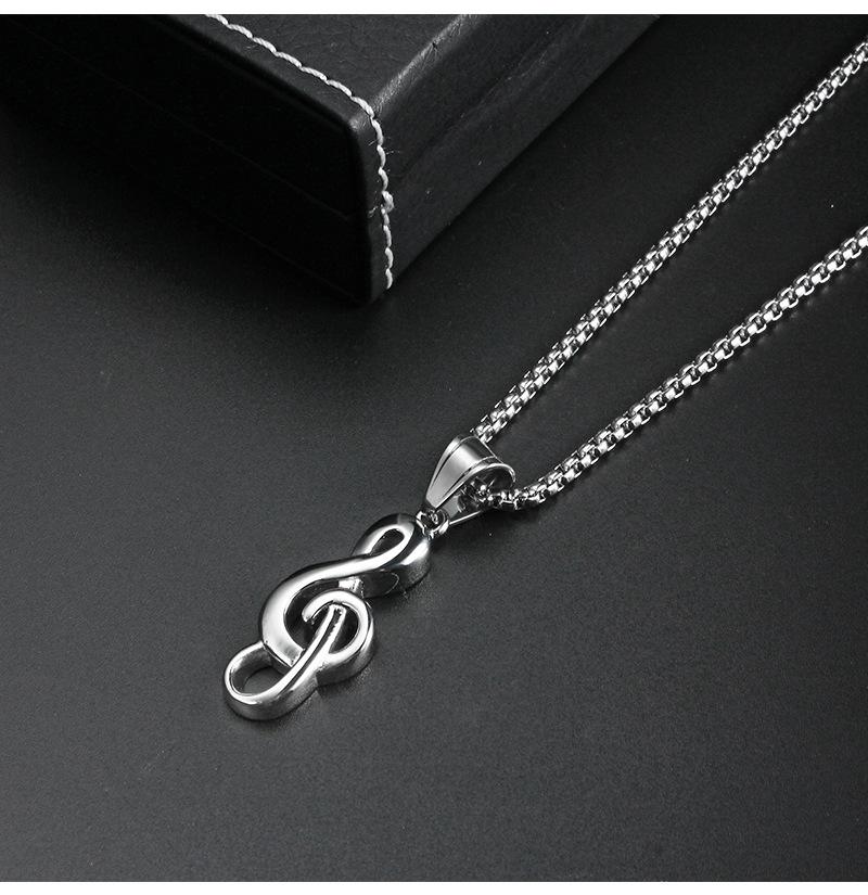 欧美潮流男女士个性音符项链 不锈钢音符吊坠