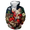 2023 Tendencia Nuevo Navidad 3D Impresión Digital Vestido de Pareja con Capucha Manga Larga Sudadera Casual Deportiva Pulóver Hombre