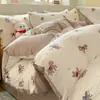 Conjunto de Cama Fofo de Fio Puff de Alto Peso Espessado Quatro Peças Capa de Edredom Lençol de Cama Conjunto de Três Peças para Dormitório Estudantil 4