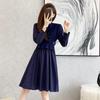 Vestido de Tricô Pronto para Mulheres Primavera Nova Roupa Feminina Costurado Manga Longa Cintura Alta Linha A Saia Suéter Dropshipping