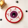 Posavasos de ganchillo hechos a mano para Halloween, calabaza, fantasma, monstruo, tapetes aislantes de lana, decoración de mesa festiva, posavasos