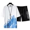 Traje deportivo para hombre, verano 2022, estilo chino, de dos piezas, informal, de manga corta y degradado con estampado de hojas de arce