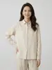 Camisa Básica Versátil de Lino a Rayas, Camisa Holgada y Transpirable de Manga Larga, Top Elegante para Primavera y Otoño, Adecuada para Usar Tanto por Dentro como por Fuera
