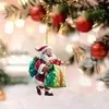 Nueva Decoración de Árbol de Navidad Festivo de Papá Noel Plana de Acrílico Colgante para Espejo Retrovisor de Coche