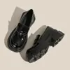 Sapatos femininos pequenos de couro, nova coleção outono 2026, mocassins plataforma estilo JK britânico com salto grosso, casuais e versáteis para a escola ou uso diário