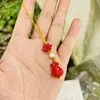 Chaveiro de Cinábrio Natural Estilo Templo Pingente Vermelho Triangular Atacado Fábrica de Amuletos Pingente