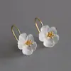 "Flor na Chuva" Florais Transparentes Argola de Prata 925 Brincos de Pino Folha de Lótus da Montanha Designer Design de Nicho Temperamento