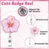 Porta-credencial retráctil de gran venta transfronteriza con flor de purpurina, clip giratorio para credencial para personal médico, clip para identificación, hebilla retráctil