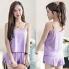 Pijama para Mujer Conjunto de Camisola y Shorts Verano Top Básico Ropa de Casa Conjunto de Dos Piezas