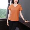 Camiseta de Moda Bordada Simple para Madre para Mujer Verano 2025 Nueva Llegada talla extra Holgada Cubre Vientre Combinable Top Moderno