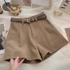 Moda Verão 2025 Versátil Shorts de Terno Emagrecedor de Cintura Alta Calças Casuais Shorts de Perna Larga Estilo Celebridade da Internet Feminino