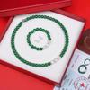 Imperial verde calcedônia de três peças pulseira brinco colar ágata conjunto caixa de presente cartão mãe fornecimento ao vivo