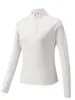 Nova blusa de moletom de manga comprida com gola alta de secagem rápida para mulheres, adequada para atividades ao ar livre e caminhadas, com efeito refrescante, respirável e com zíper