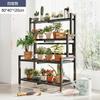 Estantería de flores de hierro forjado y acero inoxidable, para balcón, patio, escalera de piso a piso, multicapa, con estructura carnosa.