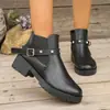 Comercio electrónico transfronterizo, talla grande, nueva colección otoño/invierno 2026, botines de tacón medio para mujer, punta redonda, tacón grueso, modernos y casuales, botas de moda versátiles