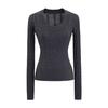 2025 Primavera Nuevo Top Base Adelgazante de Cintura para Mujer Europeo y Americano Sexy Cuello en U Manga Larga Suéter Trenzado Suéter
