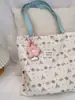 4431 Lindo bolso de lona de doble capa con estampado de cachorro, nuevo bolso de hombro portátil informal de gran capacidad para verano