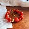 Collar de cuentas de ágata roja para mujer, diseño de nicho de lujo ligero europeo y americano, collar de pulsera de gemas vintage