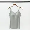 Nuevo Camisole de Primavera y Verano con Copas en el Pecho, Capa Base de Seda de Hielo, No Necesita Usar Sujetador, Espalda Hermosa, Camiseta sin Mangas Versátil para Yoga y Deportes para Mujeres