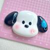 Gran y lindo perro Harpa hecho a mano con pegamento en crema, funda para teléfono, hebilla para zapato, colgante, pegatina para refrigerador, accesorios de resina